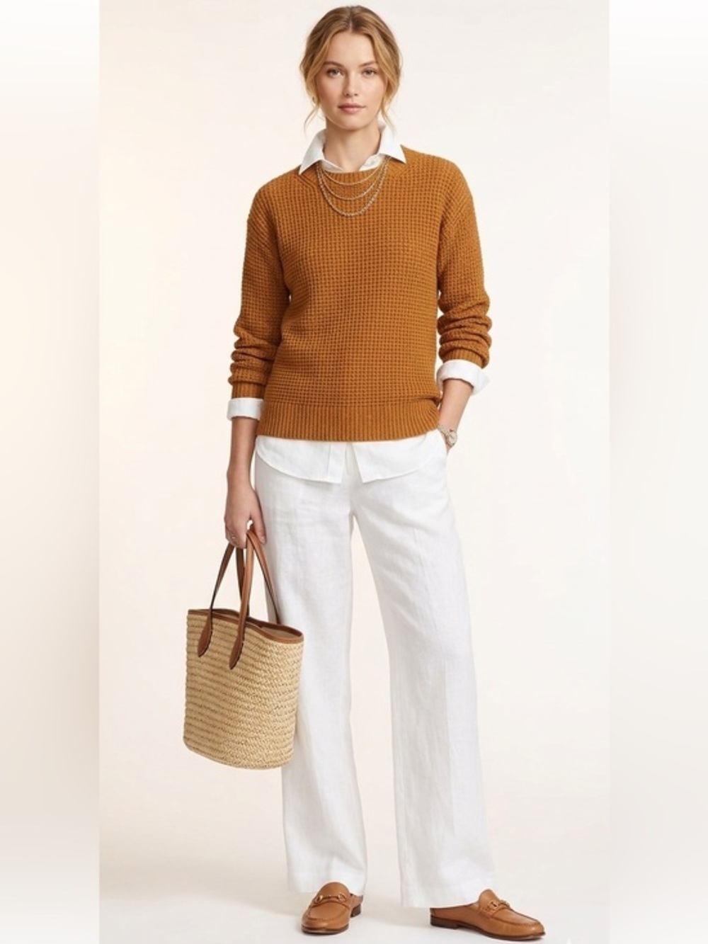 American Eagle Slightly Oversized Honey Brown Crewneck Sweater